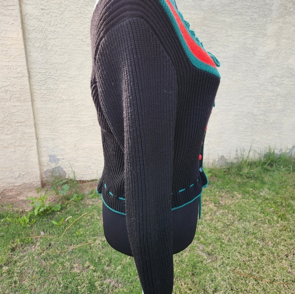 Vintage 1970s Black Bavarian Cardigan With Ties - Picture 5 of 12